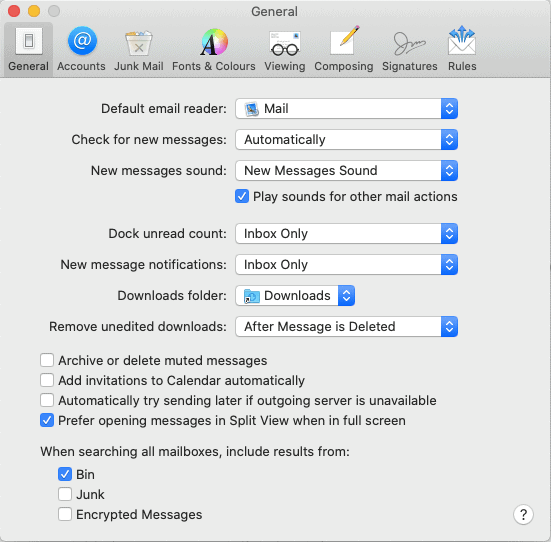 change mac mail settings for gmail